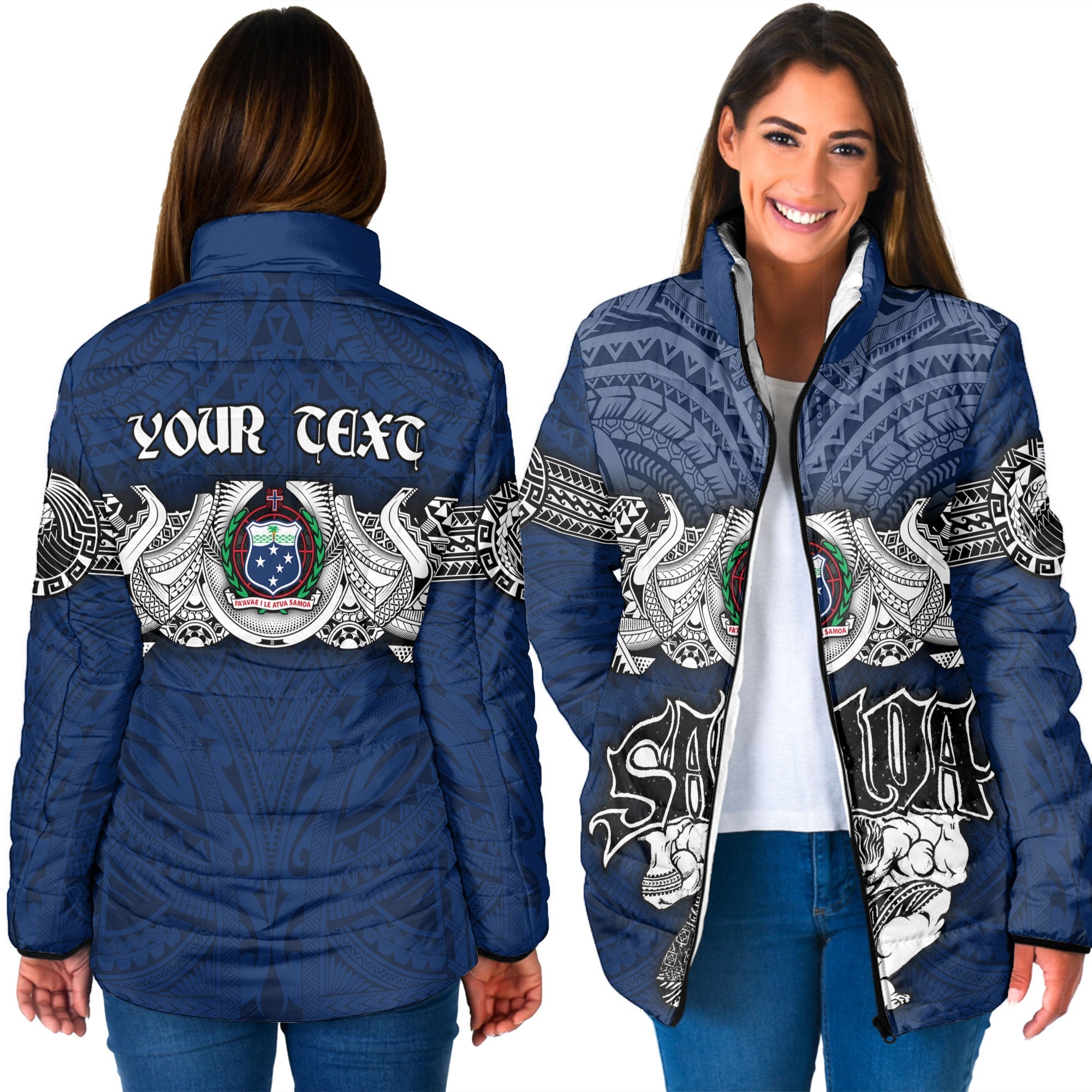 Custom Samoa Warrior Women Padded Jacket