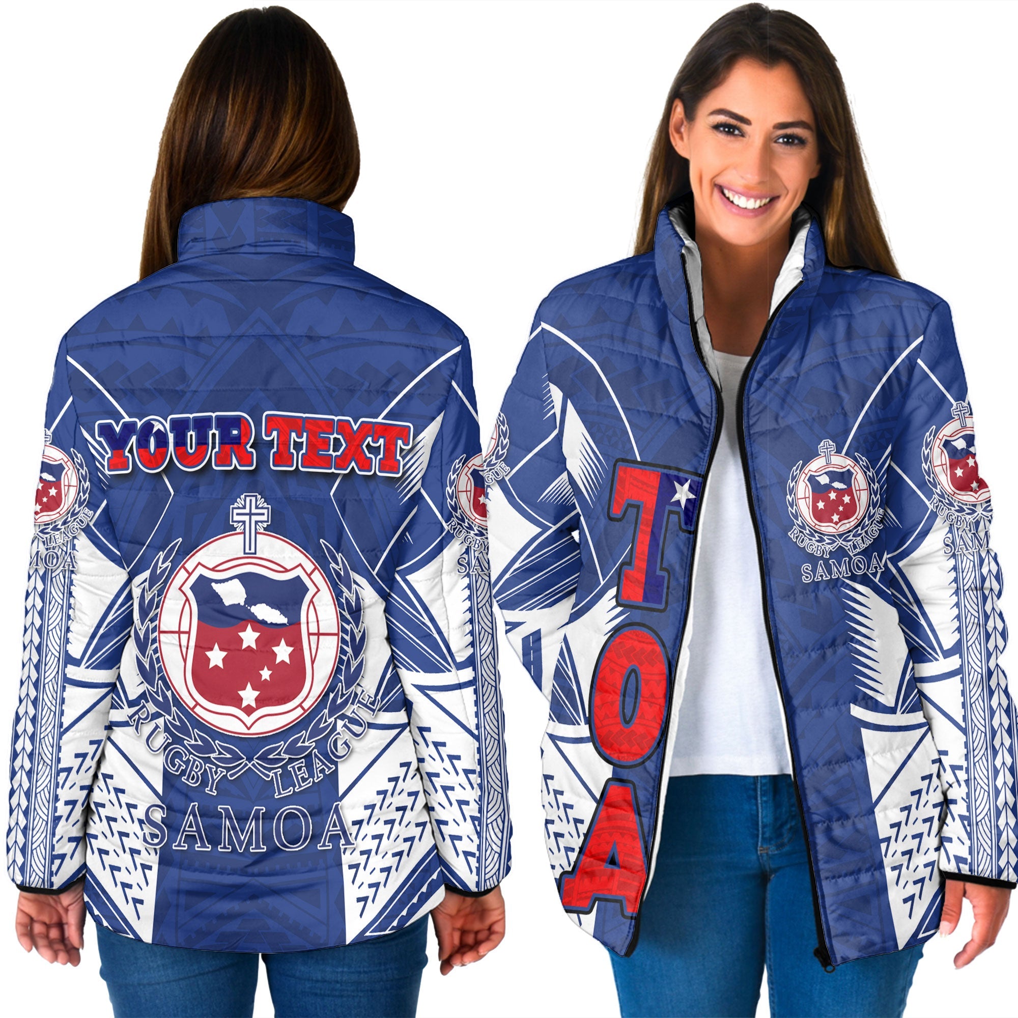 Custom TOA Samoa Rugby Women Padded Jacket