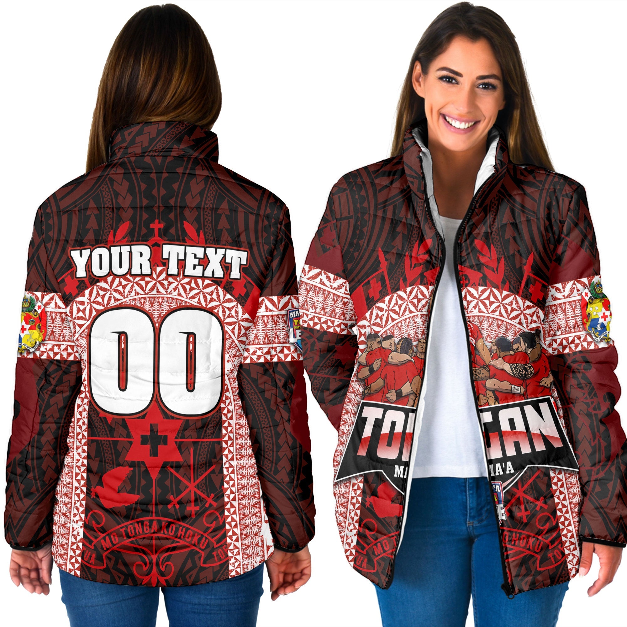 Custom Tonga Mate Ma'a Rugby League Women Padded Jacket