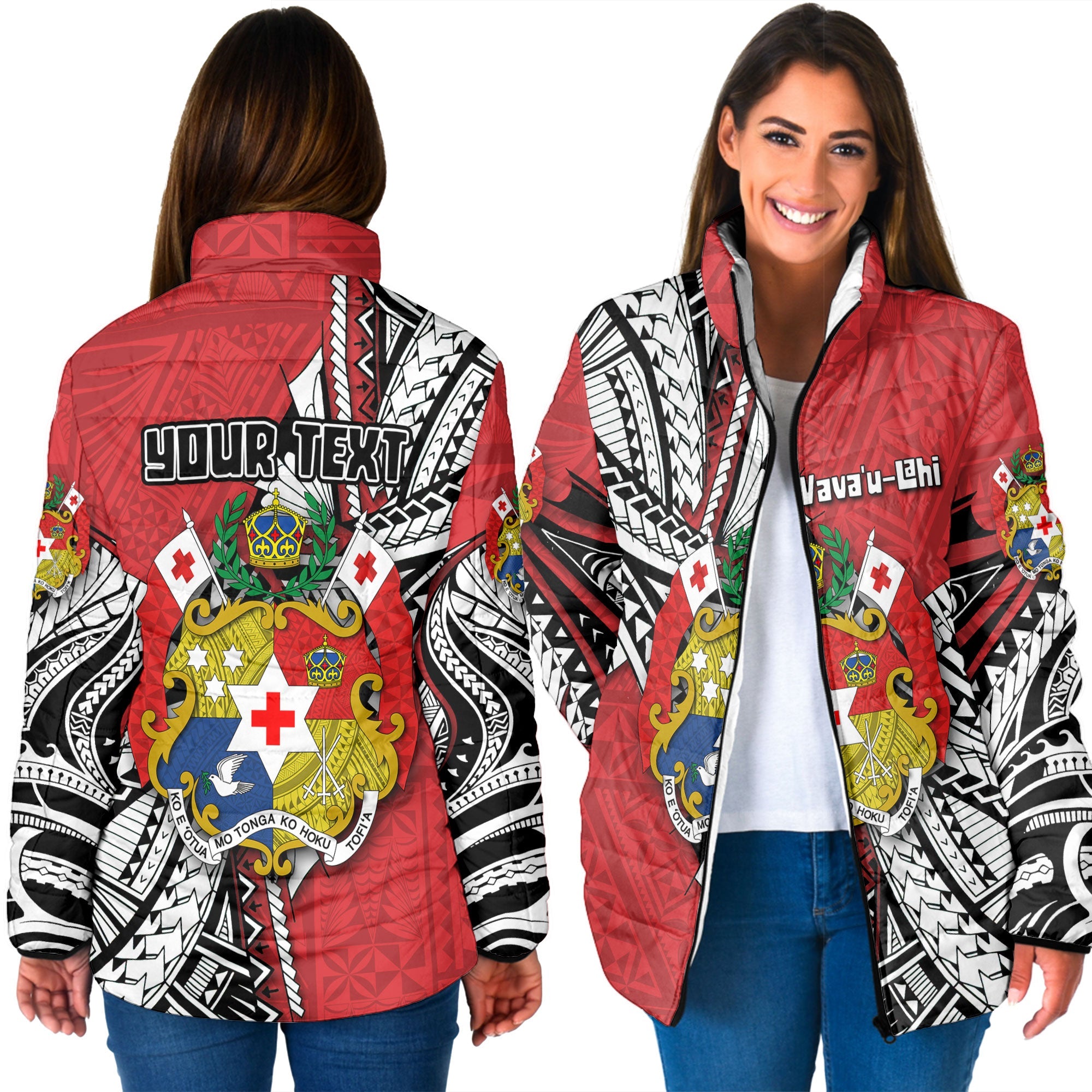 Custom Tonga Vava'u Lahi Coat Of Arms Women Padded Jacket