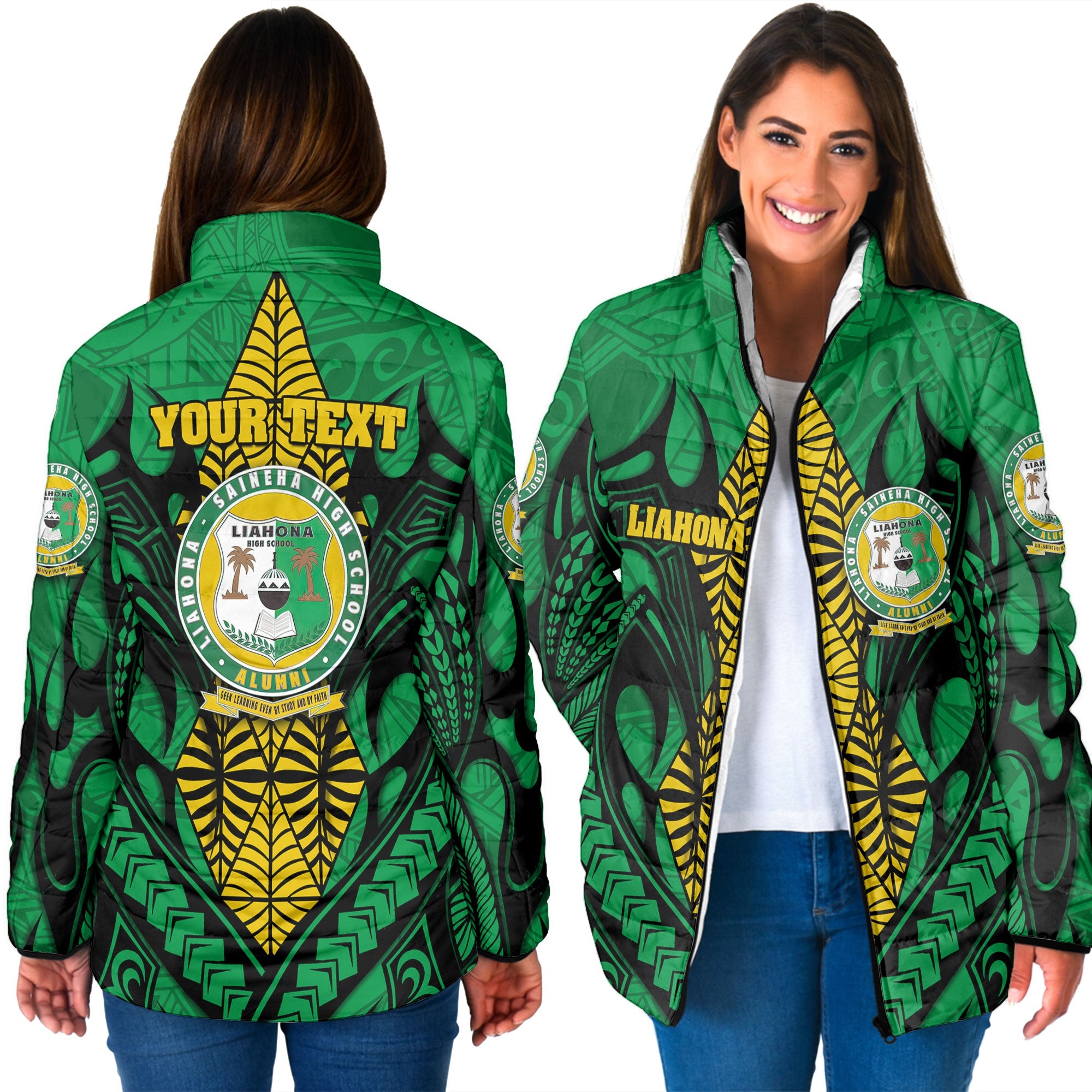 Custom Tonga Liahona High School Women Padded Jacket