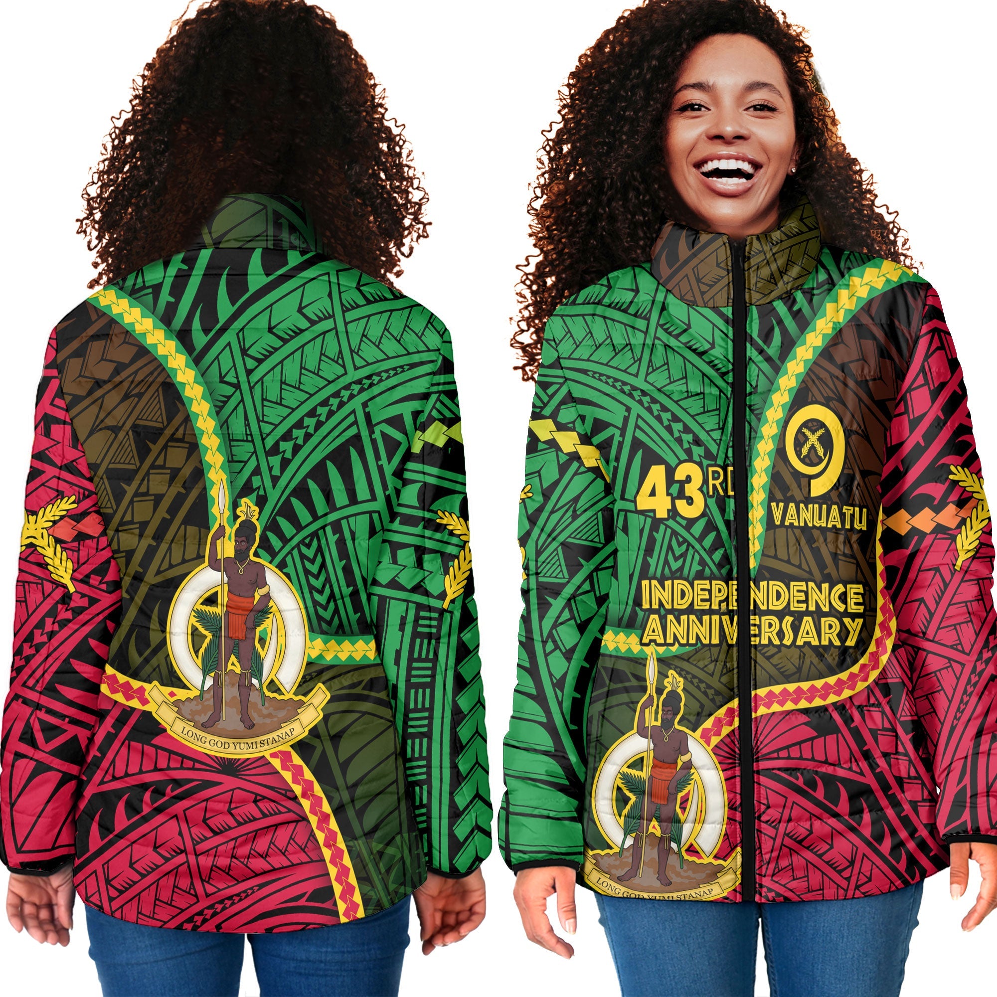 Vanuatu Women Padded Jacket Independence Day 43rd Anniversary Style