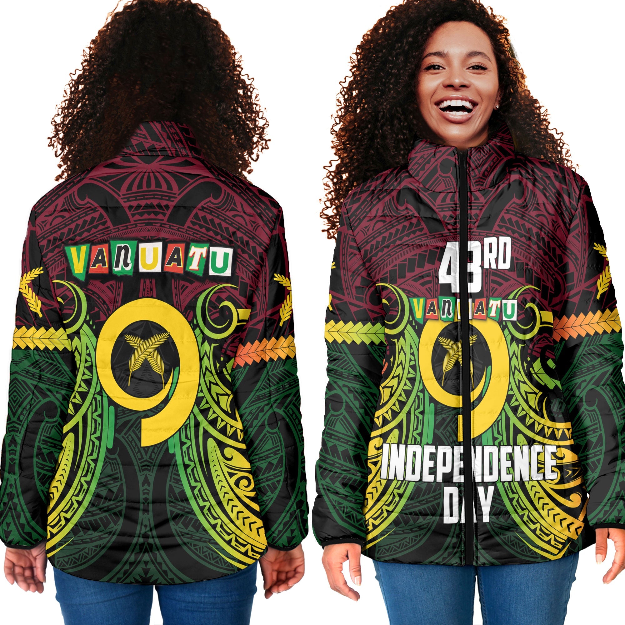 Vanuatu Women Padded Jacket Independence Day 43rd Anniversary Style 2