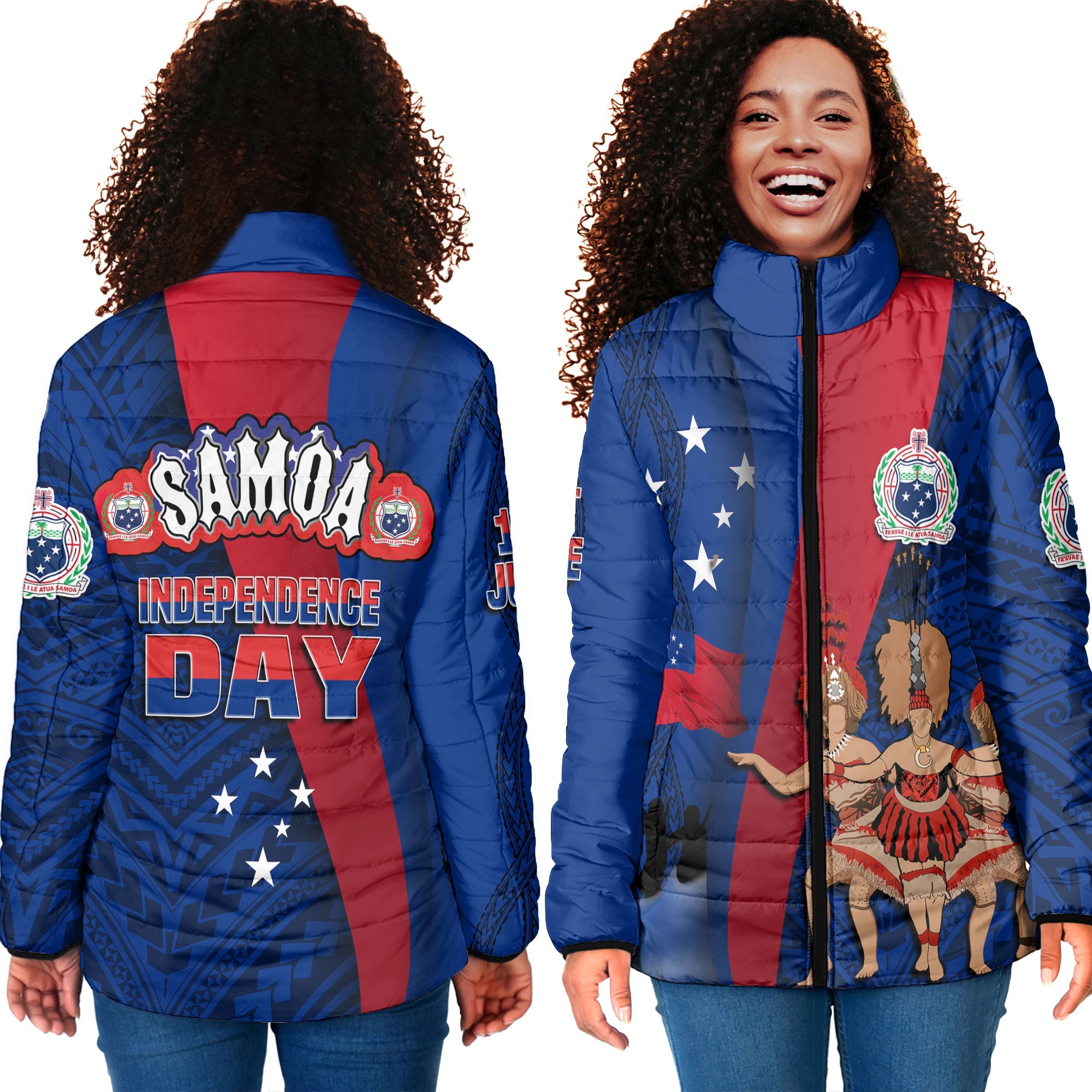 Samoa Independence Day Women Padded Jacket Celebrating Dance Style