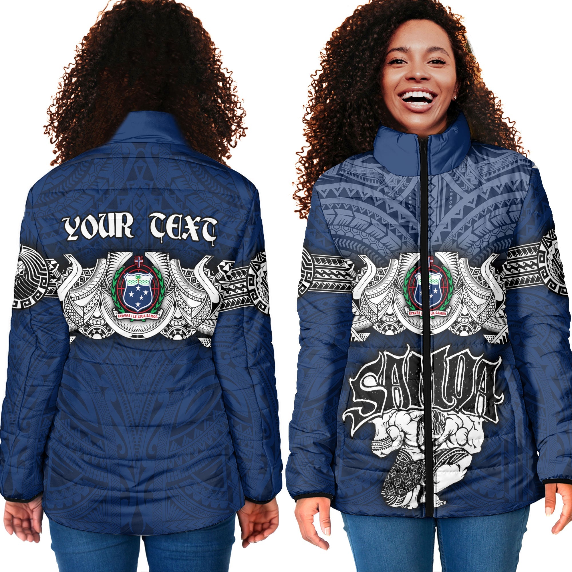 Custom Samoa Warrior Women Padded Jacket