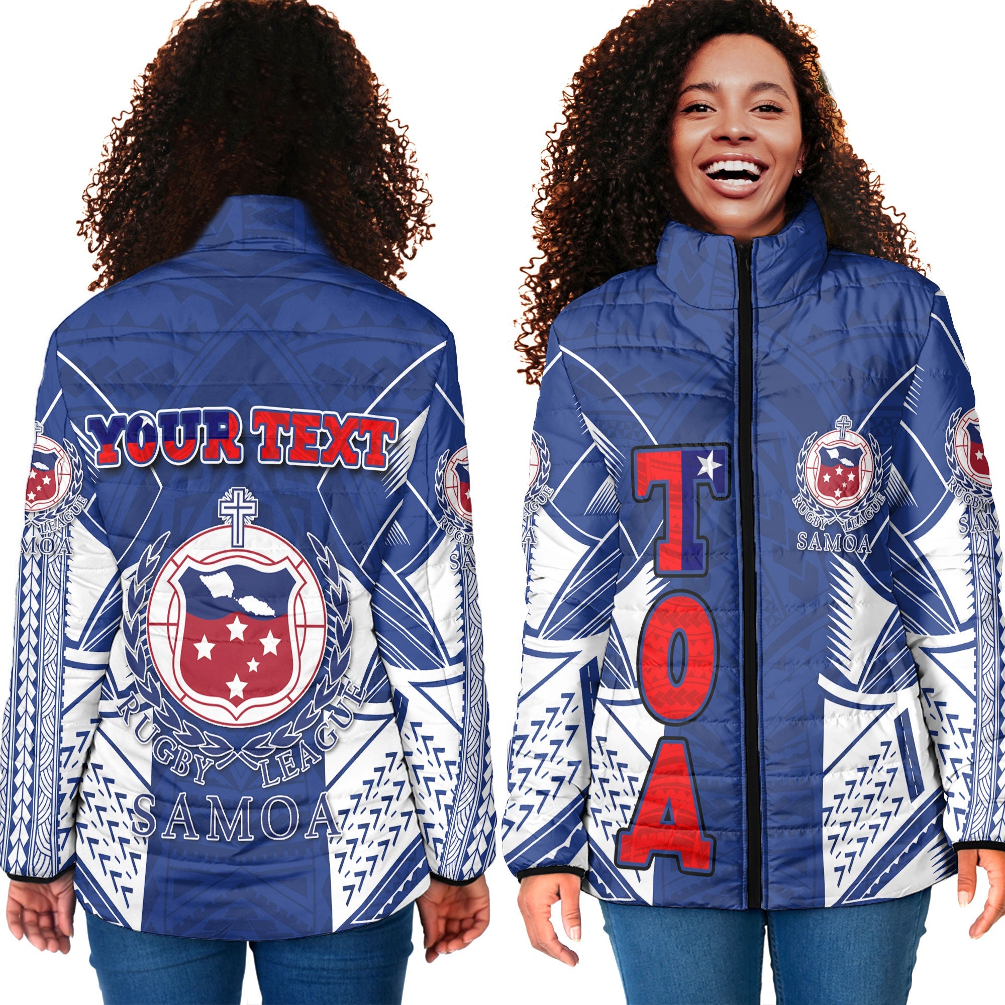 Custom TOA Samoa Rugby Women Padded Jacket