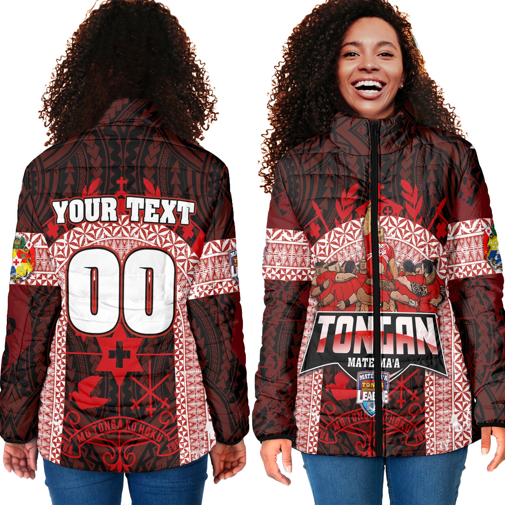 Custom Tonga Mate Ma'a Rugby League Women Padded Jacket