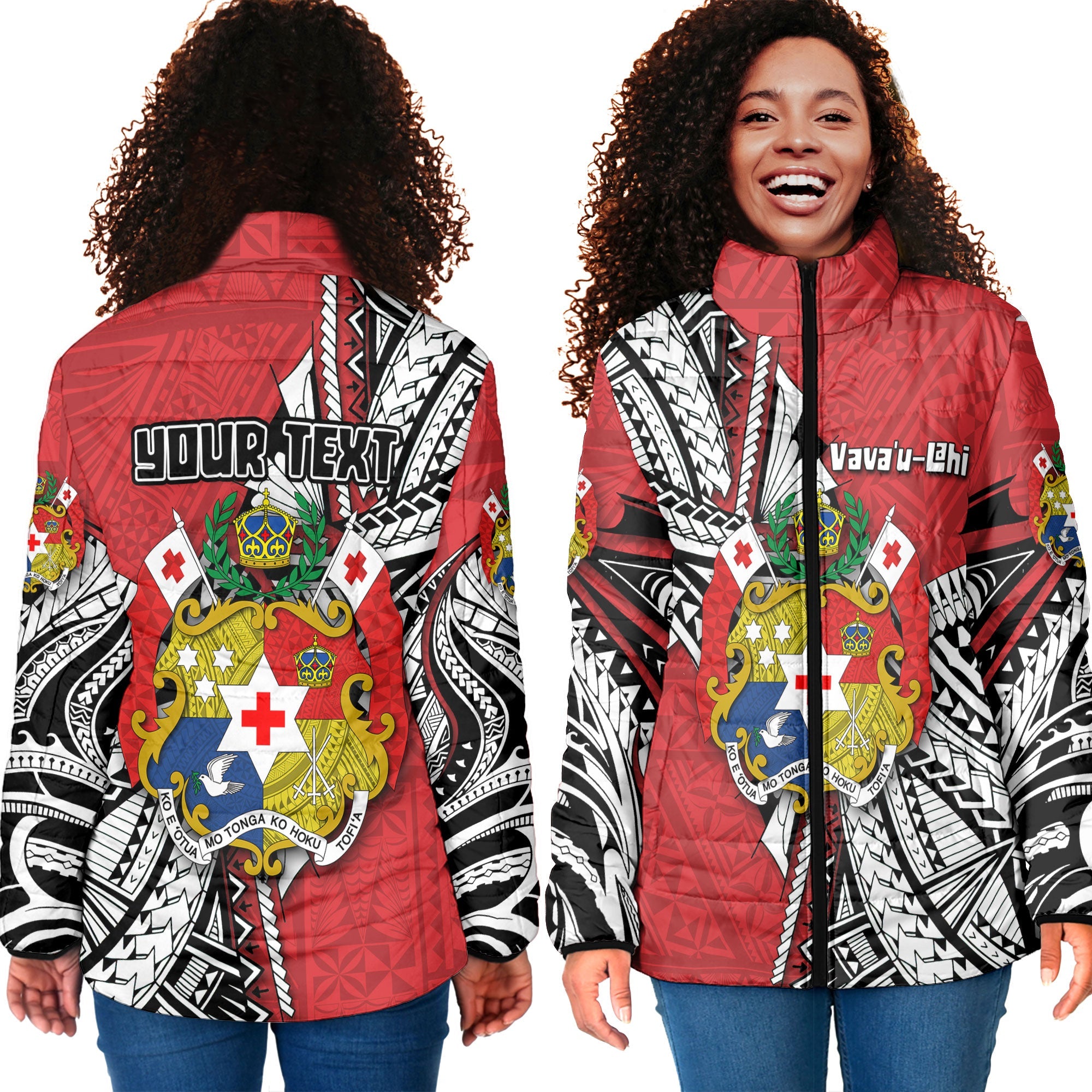 Custom Tonga Vava'u Lahi Coat Of Arms Women Padded Jacket