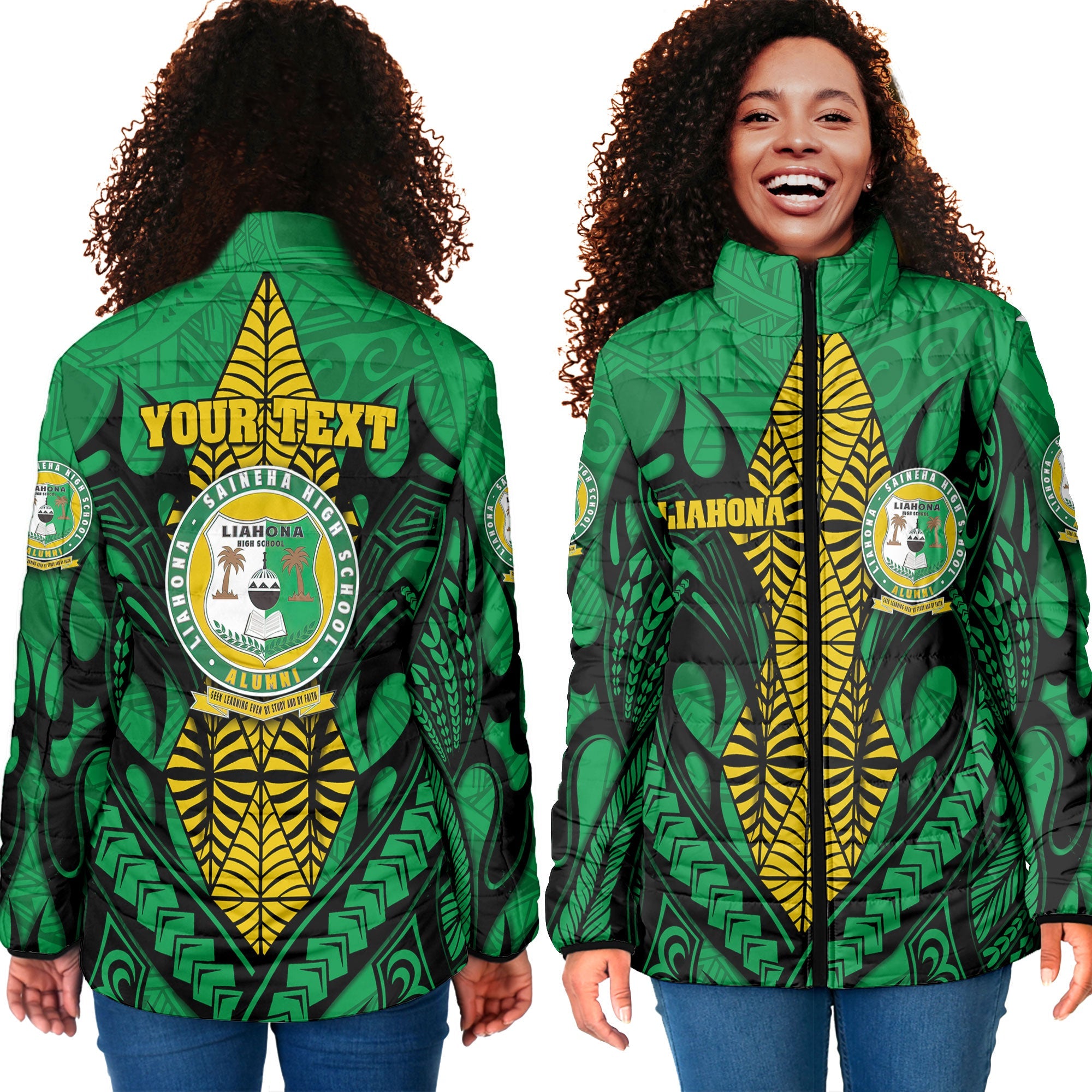 Custom Tonga Liahona High School Women Padded Jacket