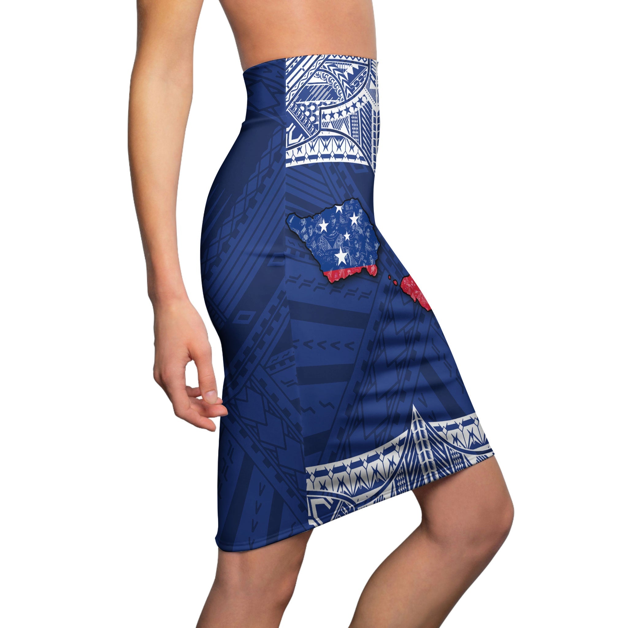 Samoa TOA Rugby Women's Pencil Skirt Map Style