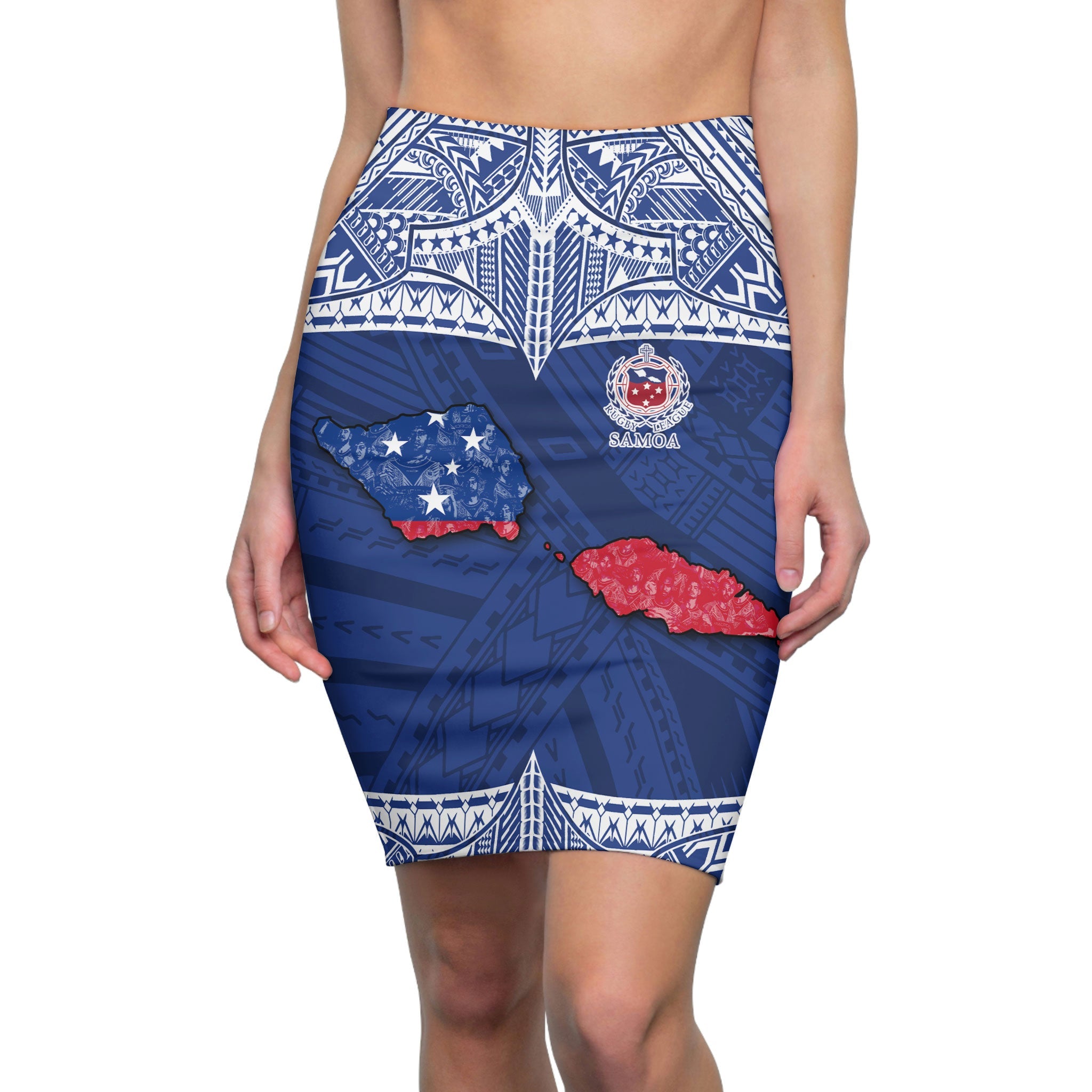 Samoa TOA Rugby Women's Pencil Skirt Map Style