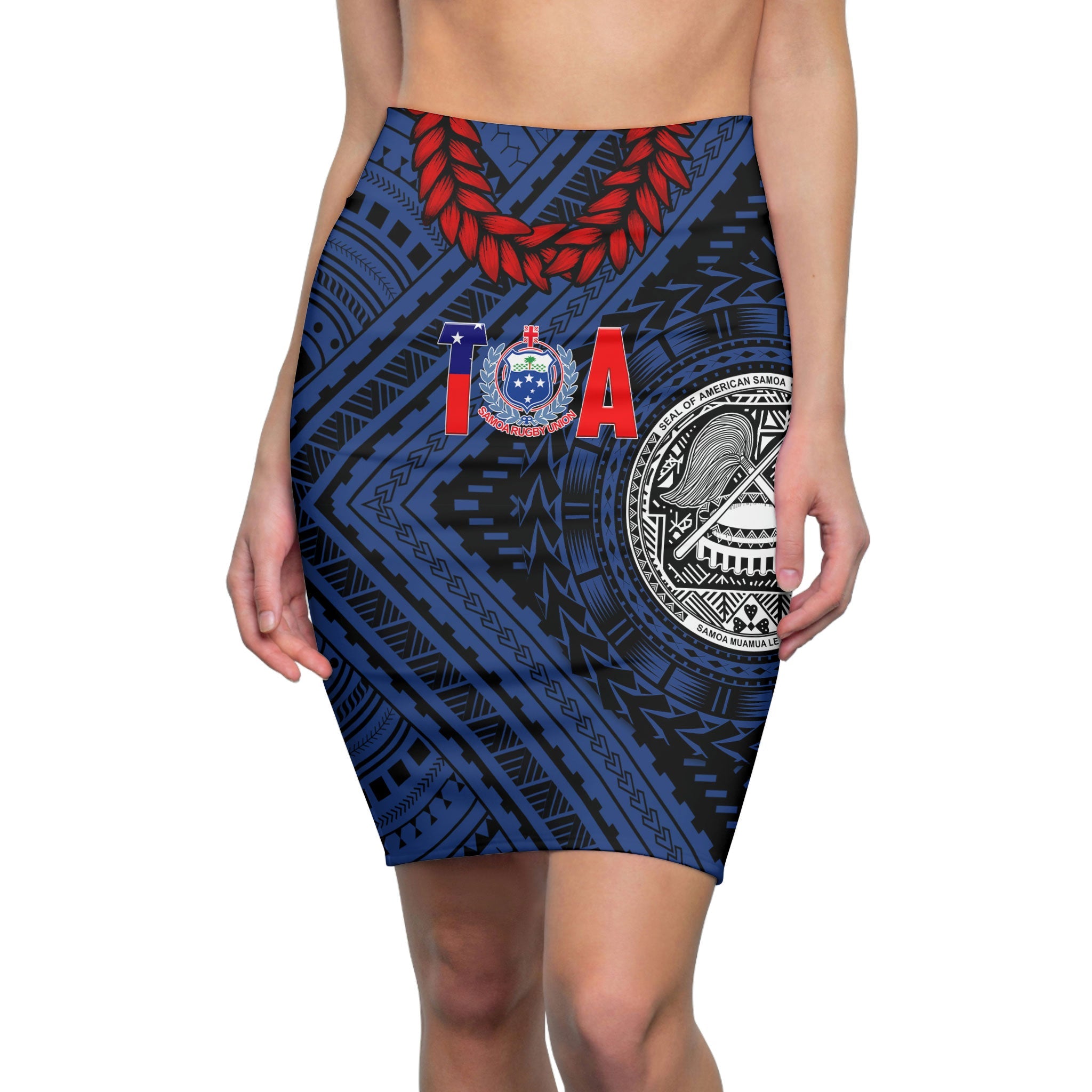 Polynesian Samoa Women's Pencil Skirt Toa Samoa Rugby Ula Fala Style