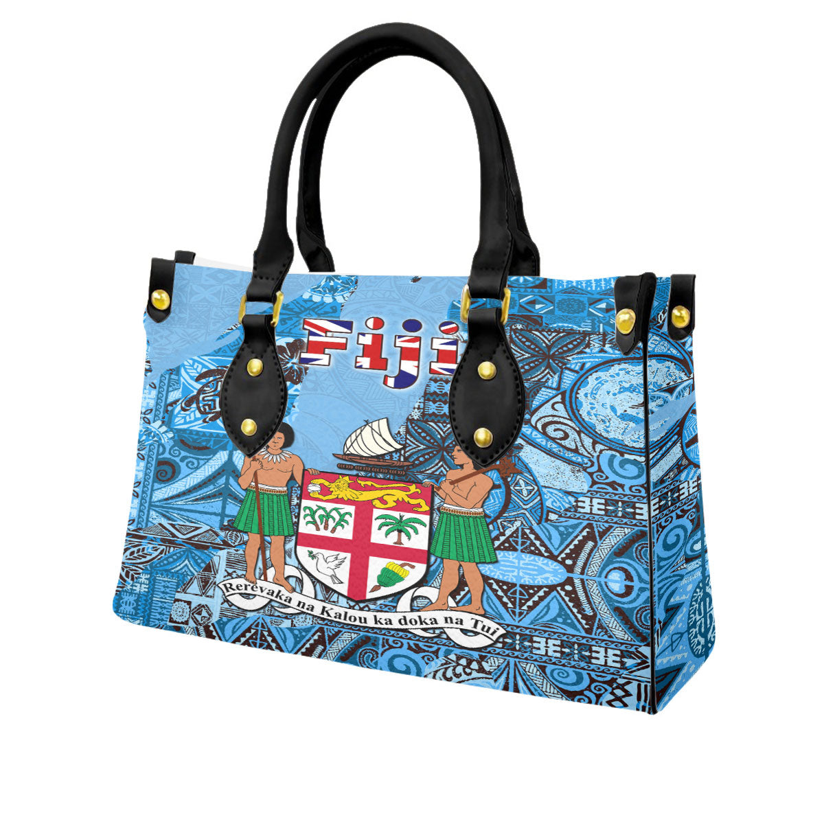 Fiji Flag & Coat Of Arms Leather Bag