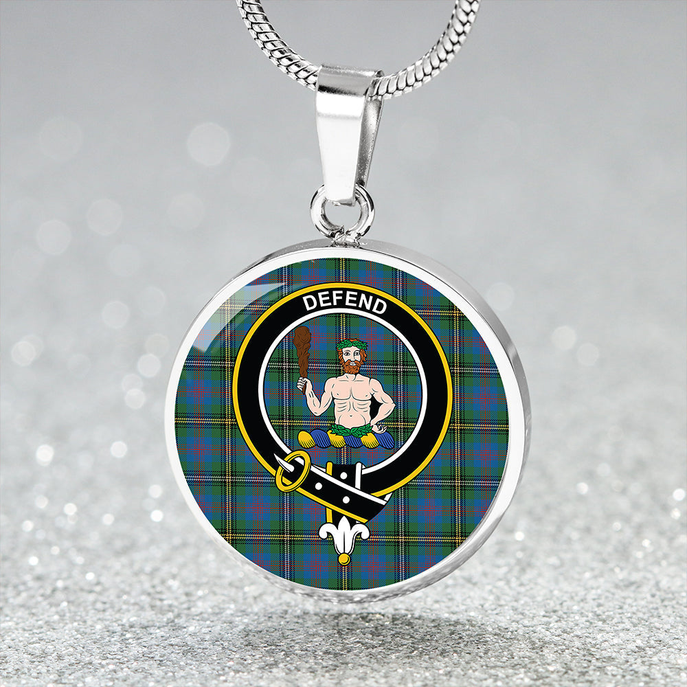 Scottish Tartan Wood Ancient Clan Circle Necklace Classic Style