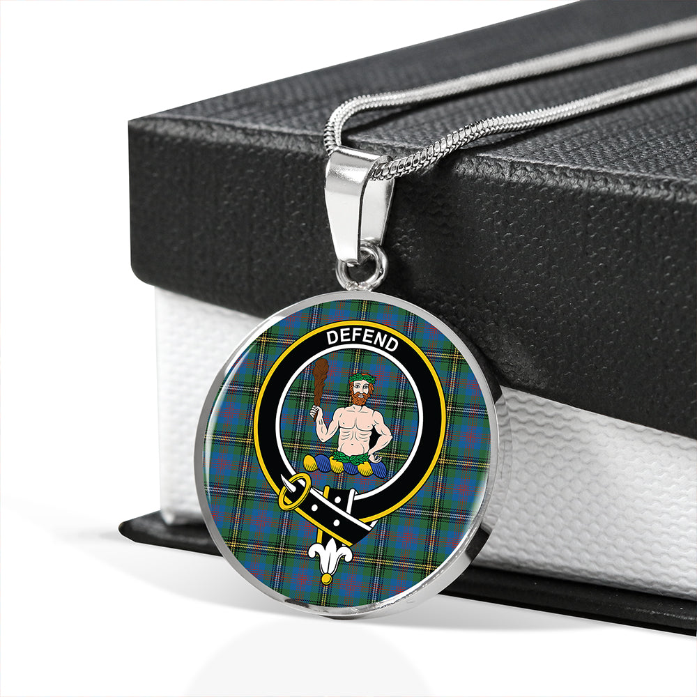 Scottish Tartan Wood Ancient Clan Circle Necklace Classic Style