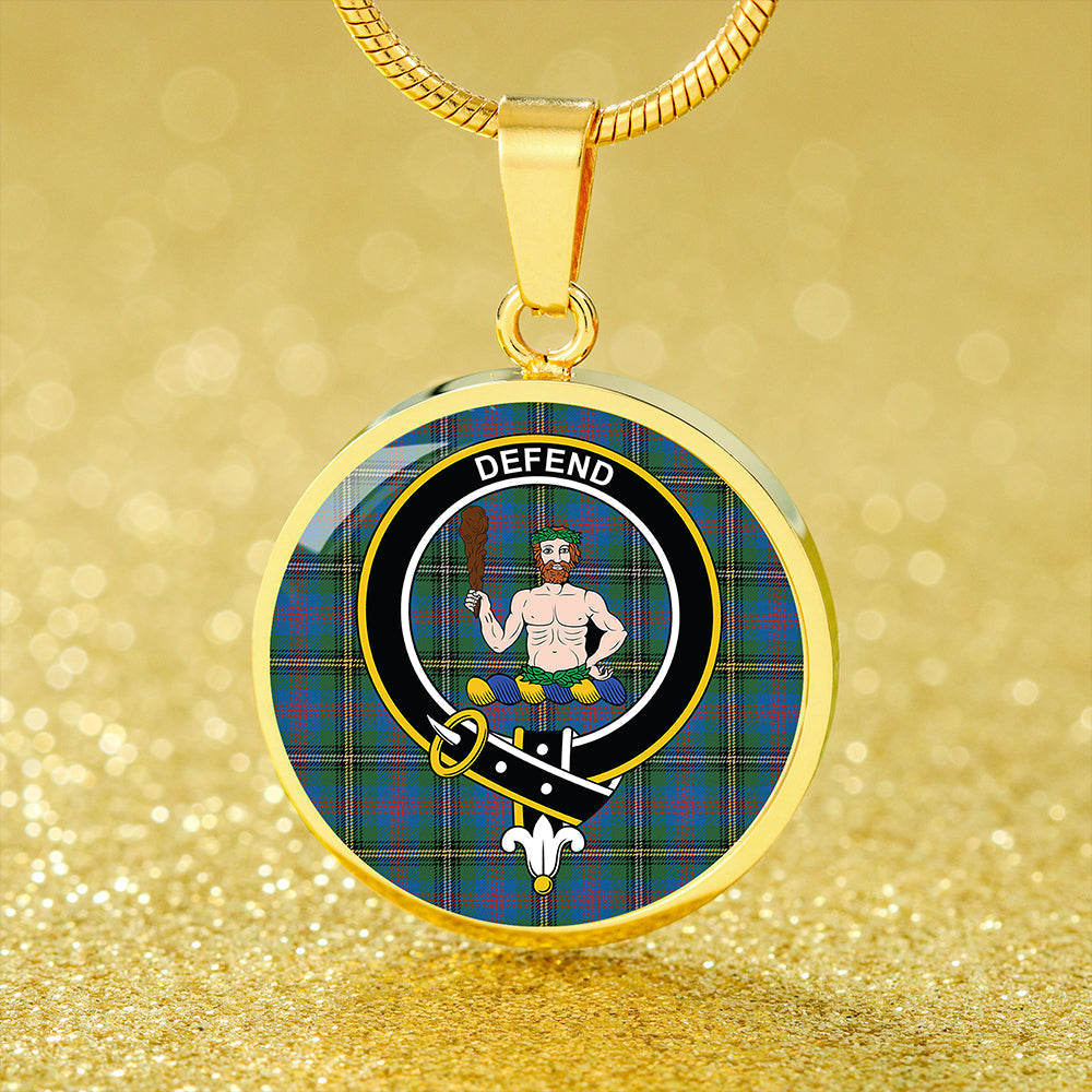Scottish Tartan Wood Ancient Clan Circle Necklace Classic Style