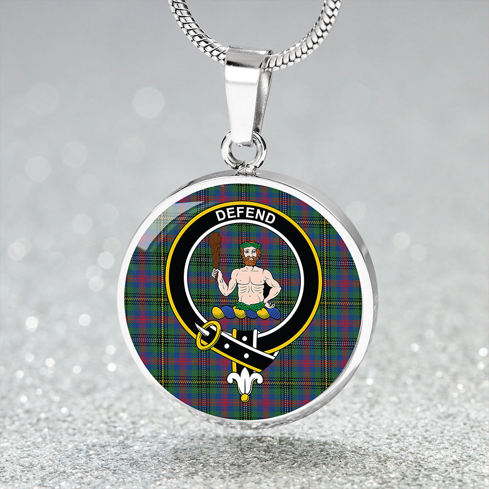 Scottish Tartan Wood Modern Clan Circle Necklace Classic Style