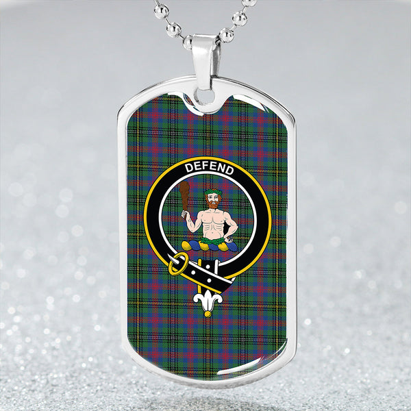 Wood Modern Clan Badge Classic Tartan Dog Tag Necklace