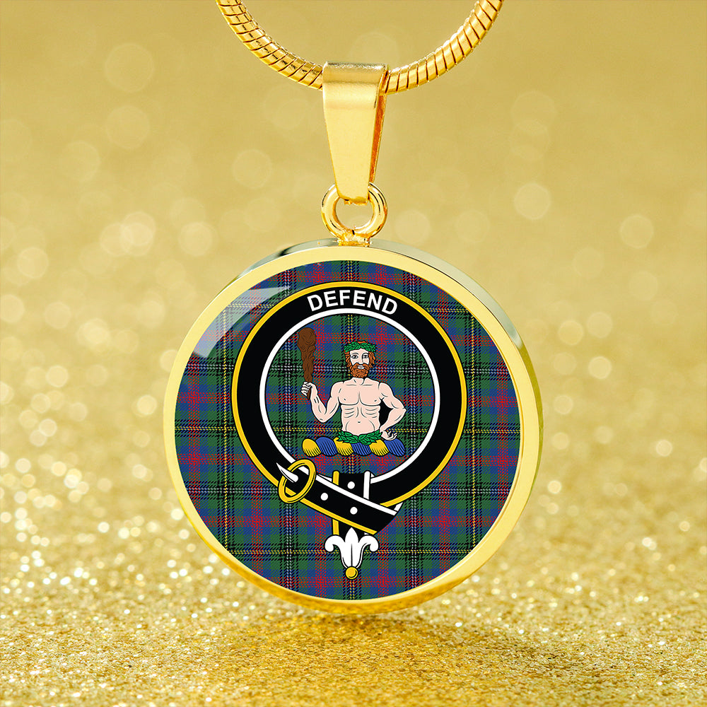 Scottish Tartan Wood Modern Clan Circle Necklace Classic Style