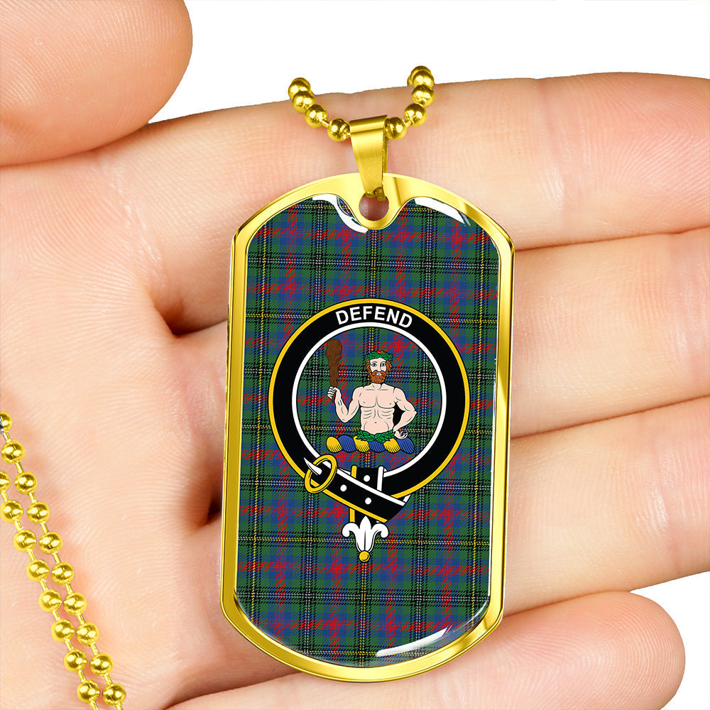 Wood Modern Clan Badge Classic Tartan Dog Tag Necklace