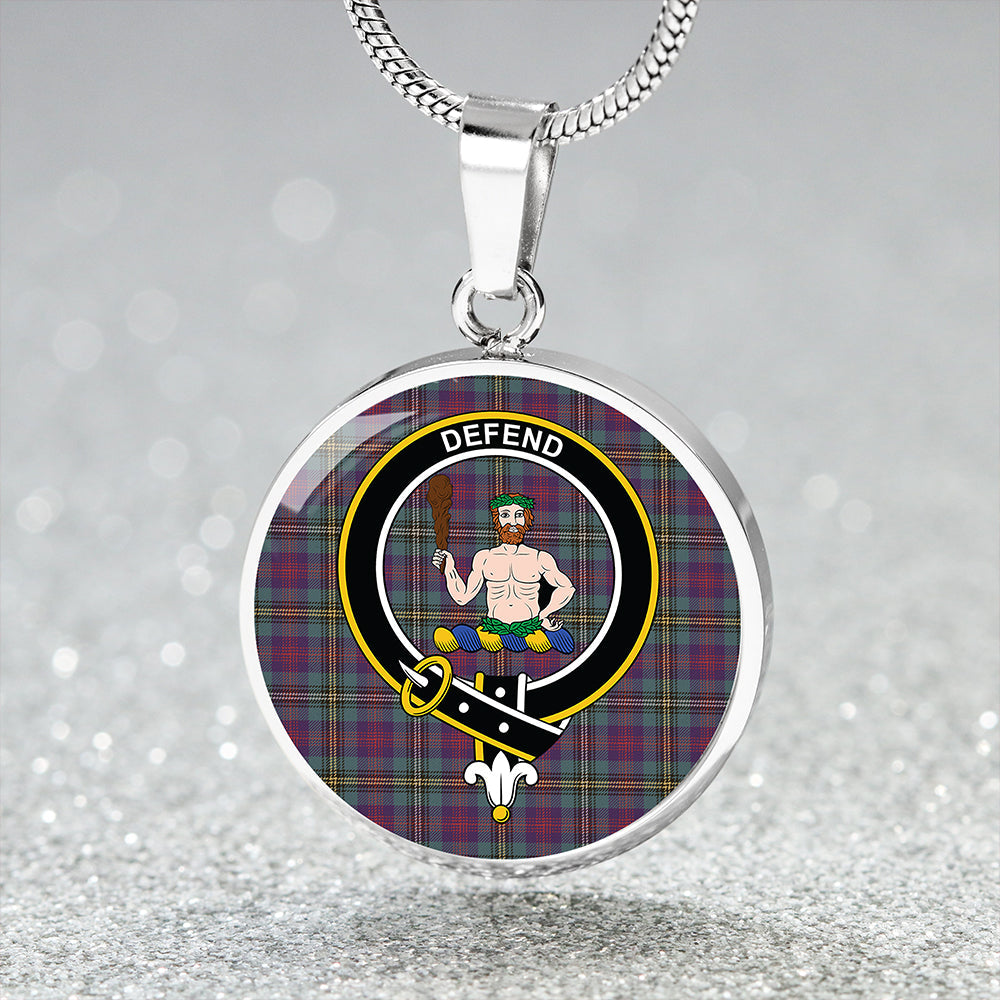 Scottish Tartan Wood Weathered Clan Circle Necklace Classic Style