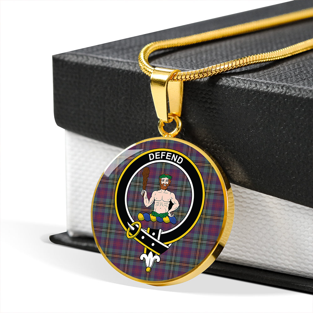 Scottish Tartan Wood Weathered Clan Circle Necklace Classic Style