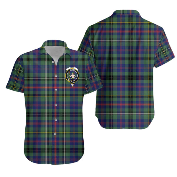 Scottish Tartan Wood Modern Clan Short Sleeve Casual Shirt Crest Style