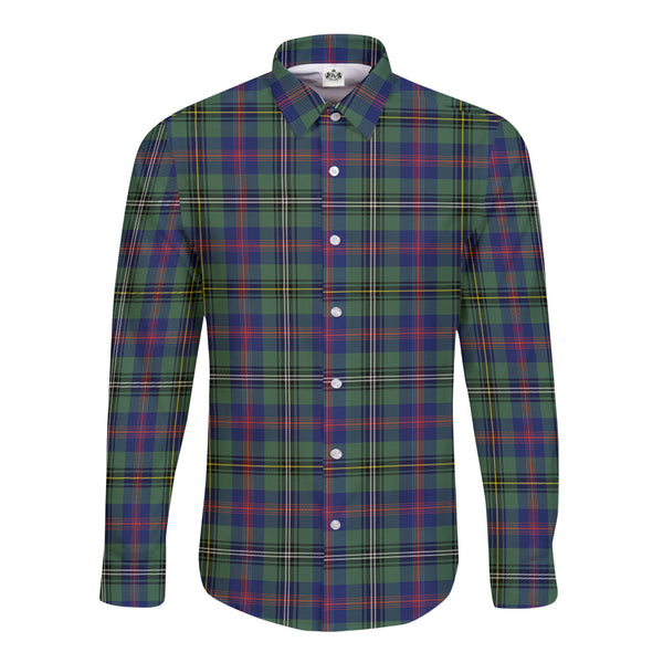 Wood Modern Tartan Plaid Long Sleeve Button Shirt