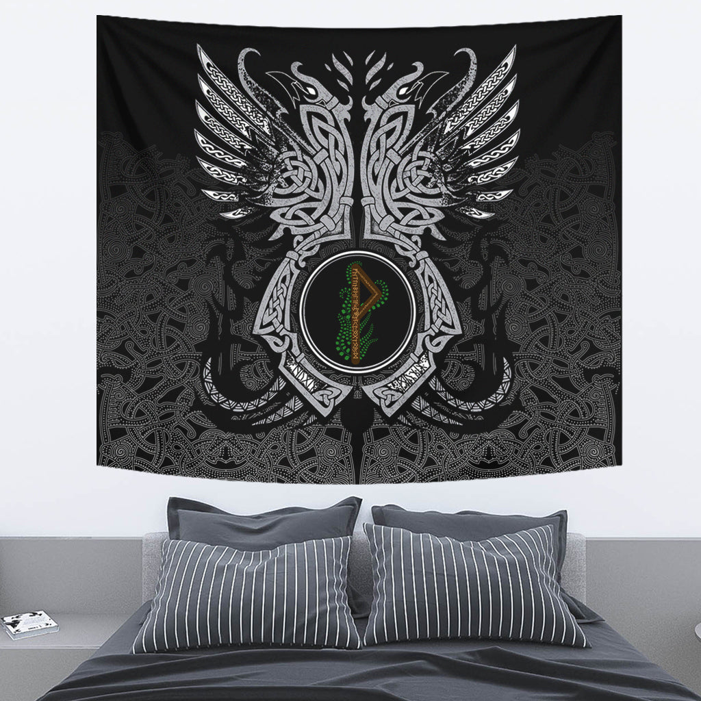 Viking Tapestry Wunjo Rune Raven Tattoo