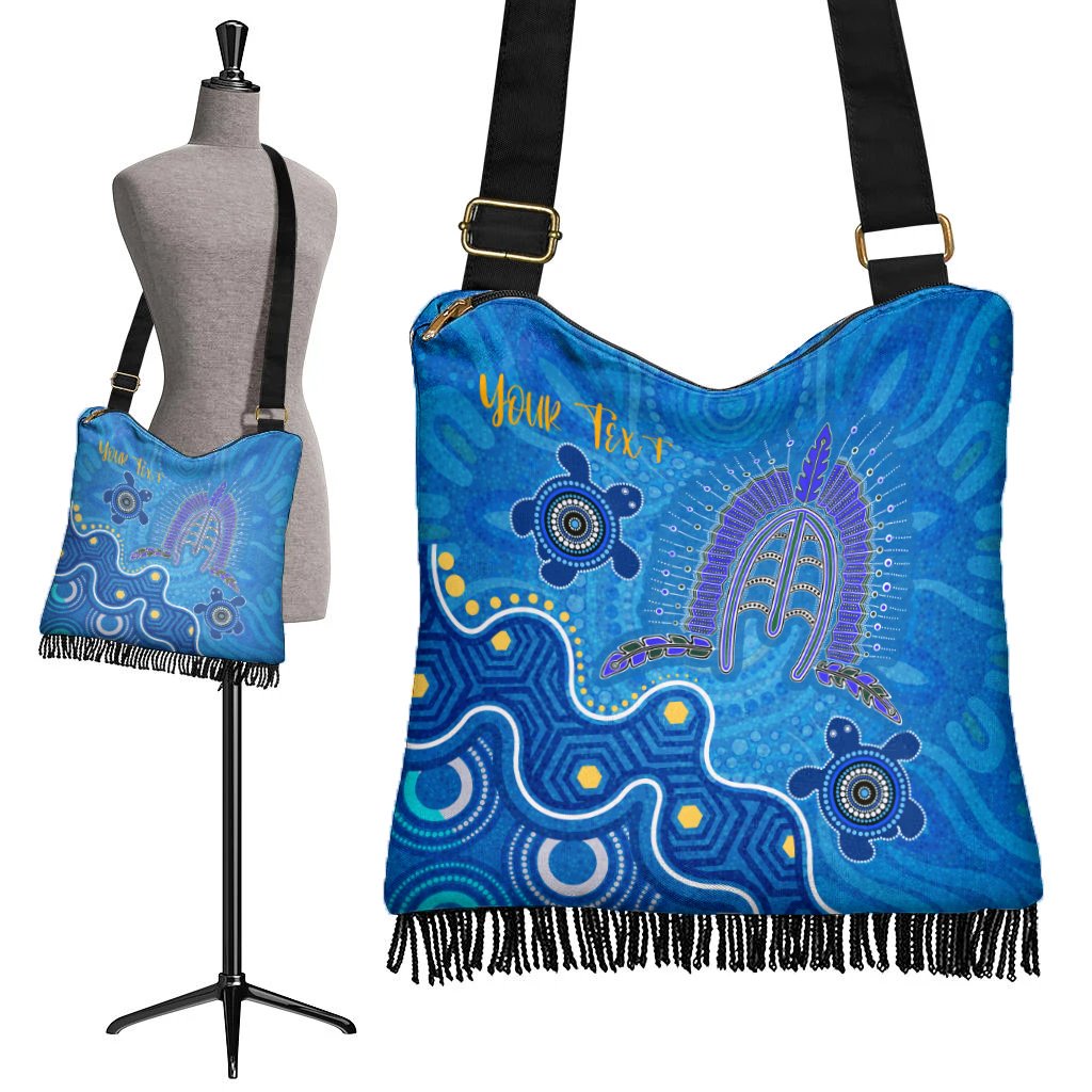 (Custom Text) Torres Strait Personalised Boho Handbag - Dhari And Turtle