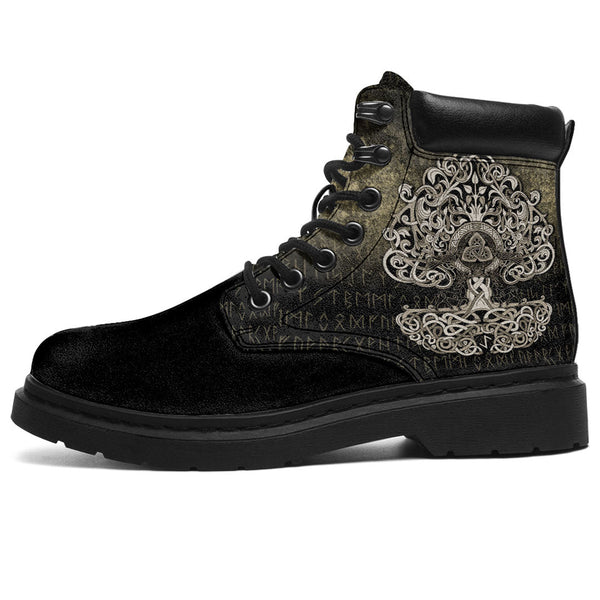 Viking All Season Boots Yggdrasil Norse Viking Tree of Life Celtic Knotwork