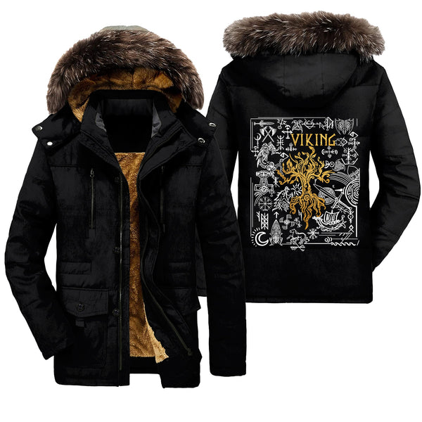 Viking Parka Jacket Yggdrasil And Symbol Style