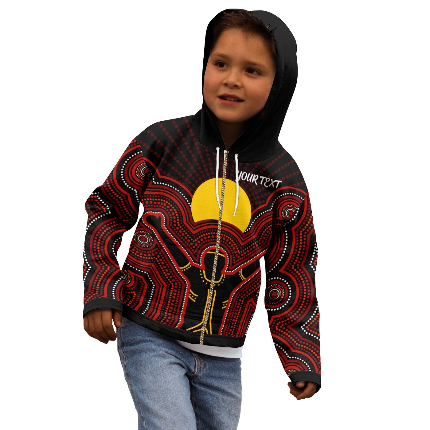 Aboriginal Personalised Kid Zip Hoodie - The Sun Always Shines