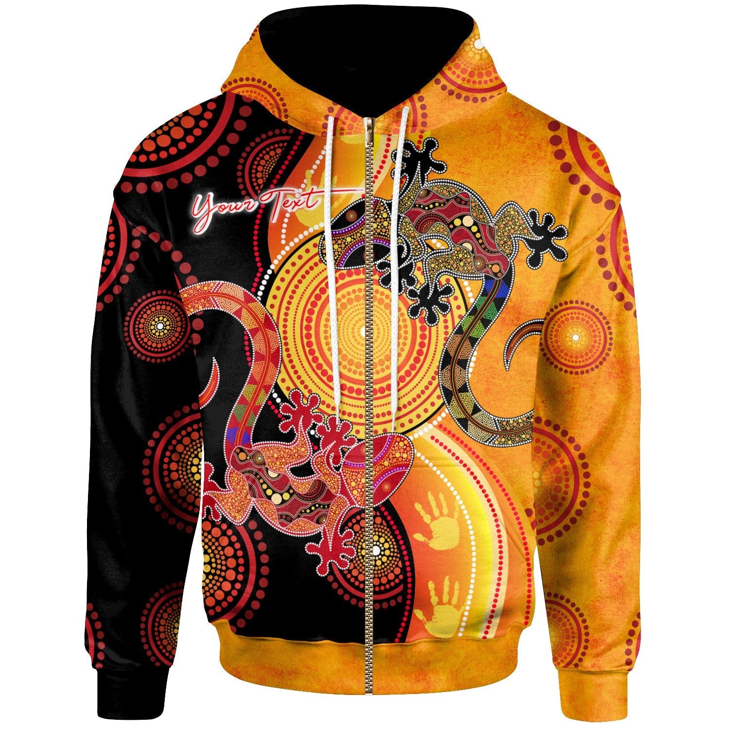 Aboriginal Personalised Zip Hoodie - CoUple Aboriginal Lizards