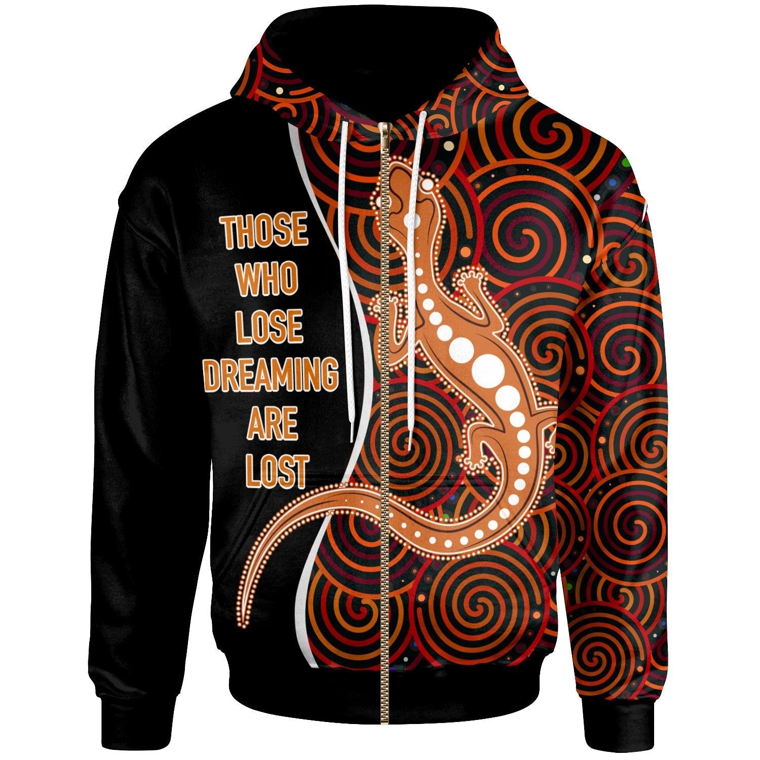 Aboriginal Personalised Zip Hoodie - Indigenous Lizard Dreaming