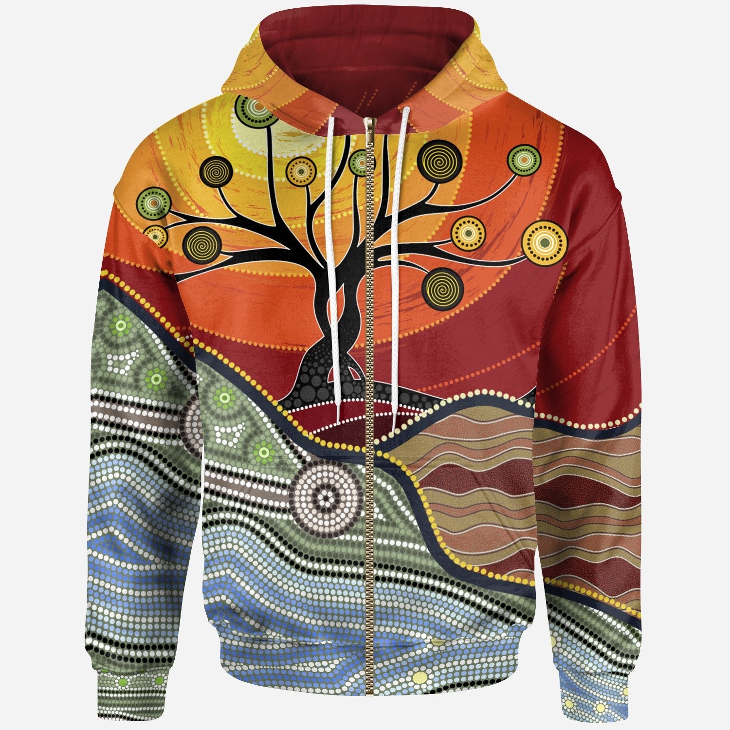 Zip Hoodie - Australian Aboriginal Tree