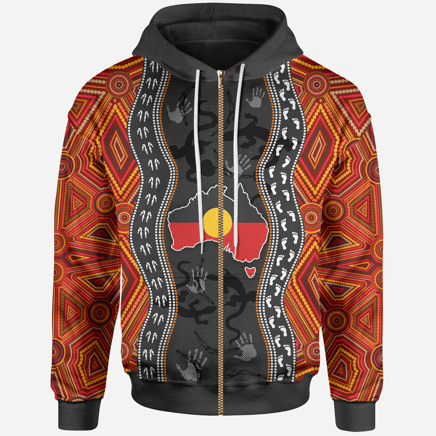 Aboriginal Zip Hoodie - Australia Indigenous Map