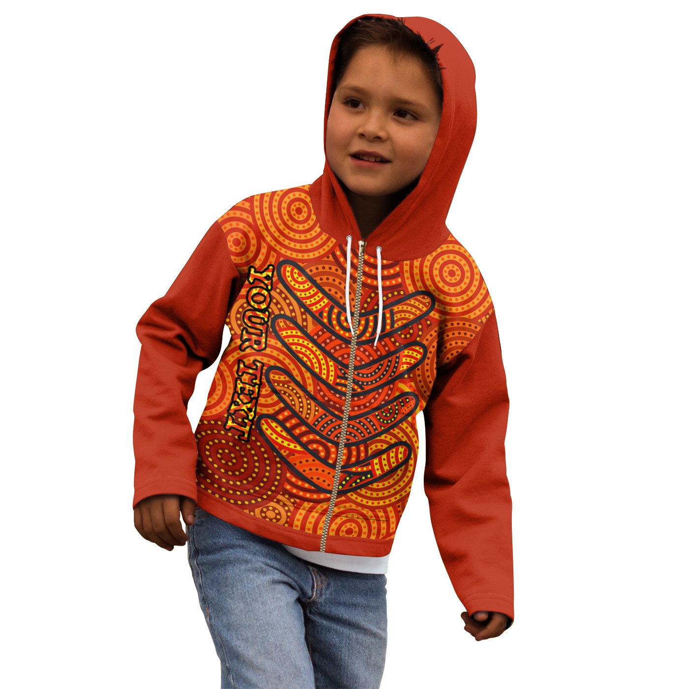 Aboriginal Personalised Zip Hoodie - Aboriginal Boomerangs And Dot Circle