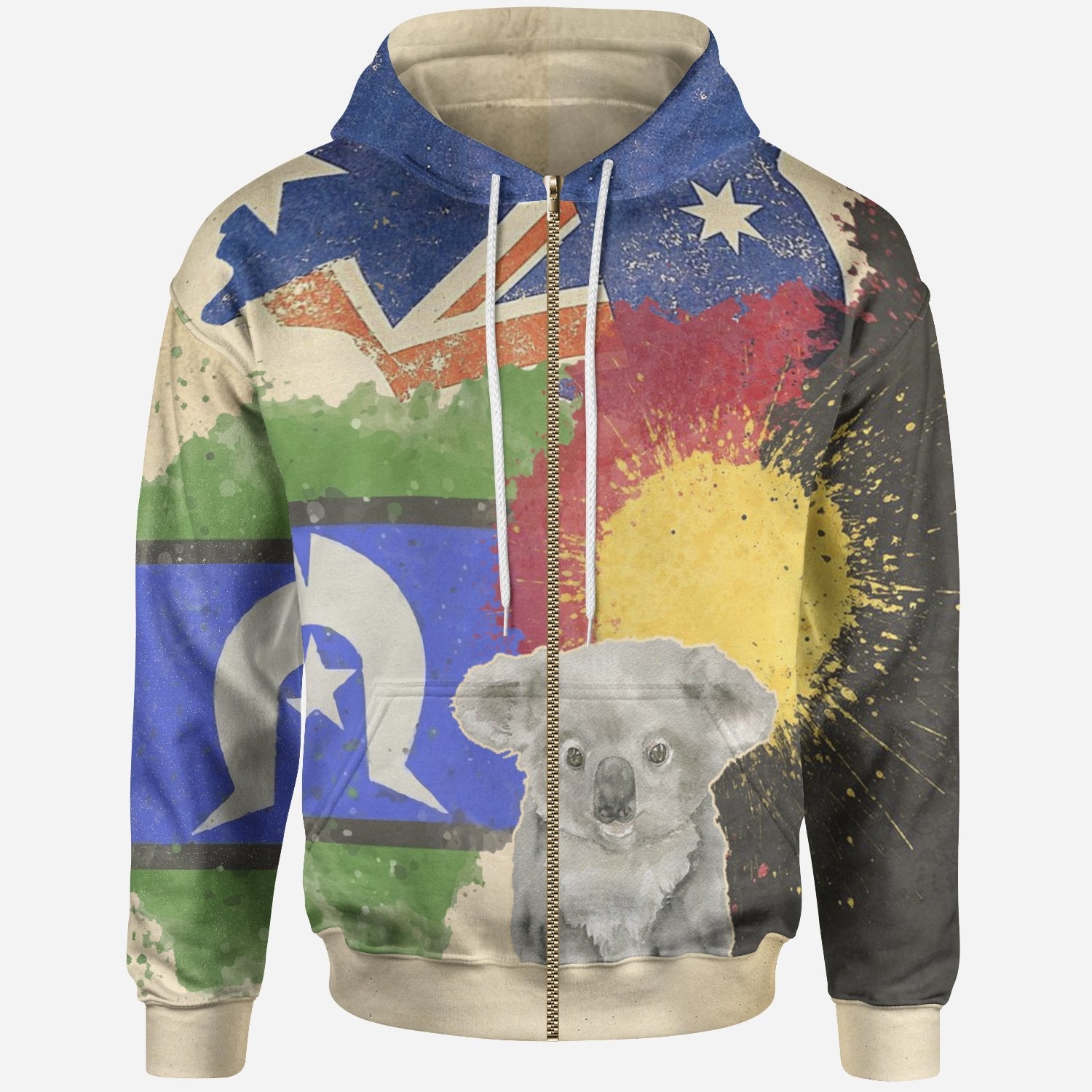 Zip Hoodie - Flag Combination with Koala