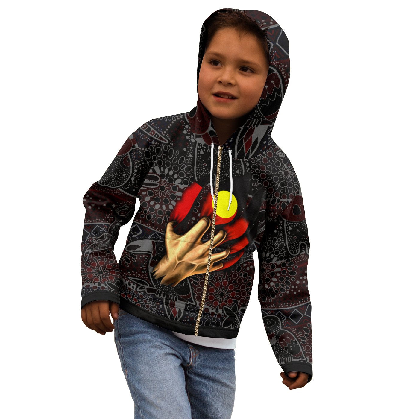 Aboriginal Zip Up Hooaie Kid - Aboriginal Blood In Me