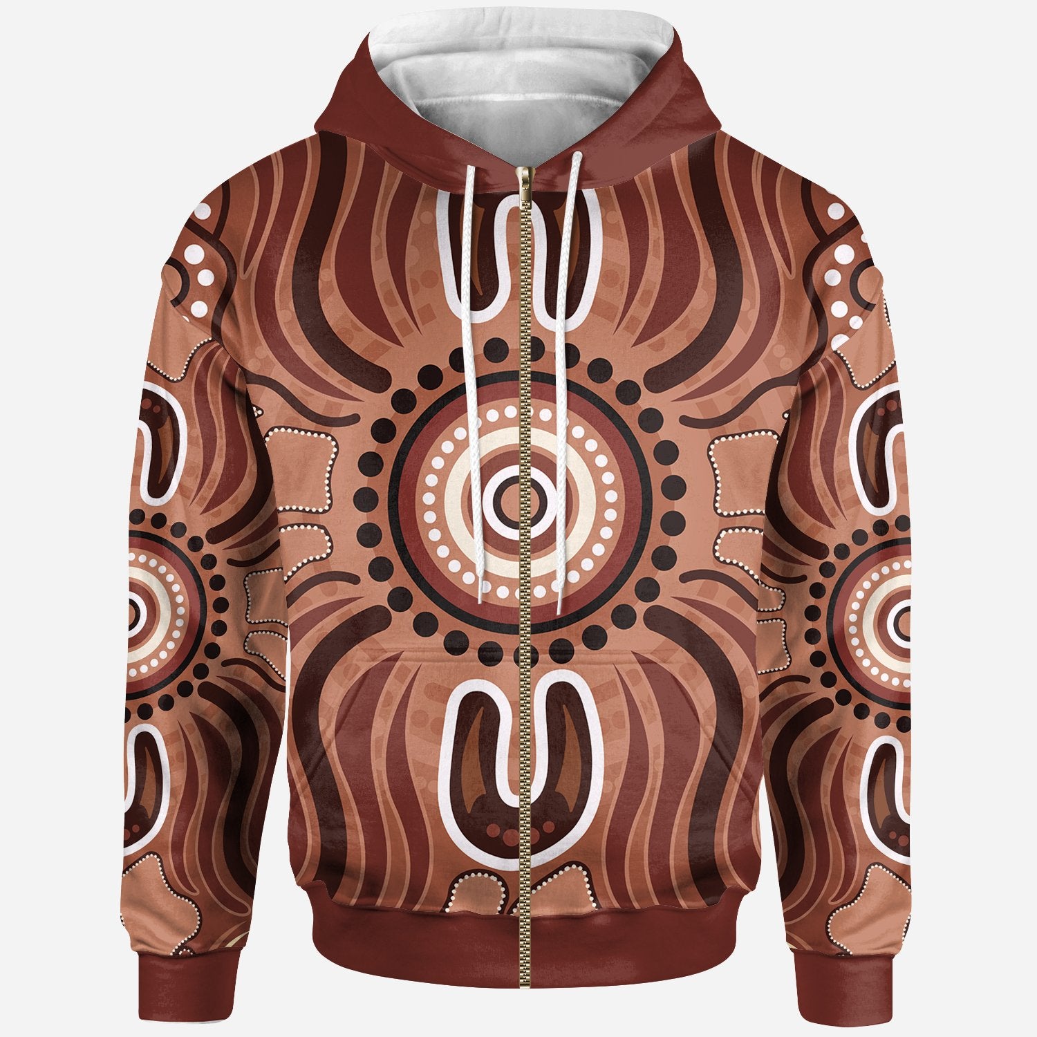 Aboriginal Zip Hoodie - Indigenous Art Patterns Ver02