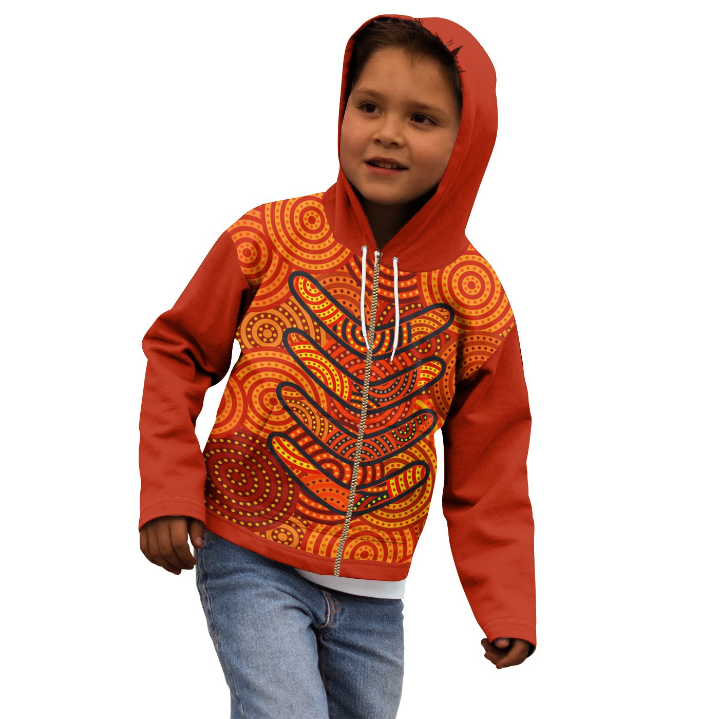 Aboriginal Zip Hoodie - Aboriginal Boomerangs And Dot Circle