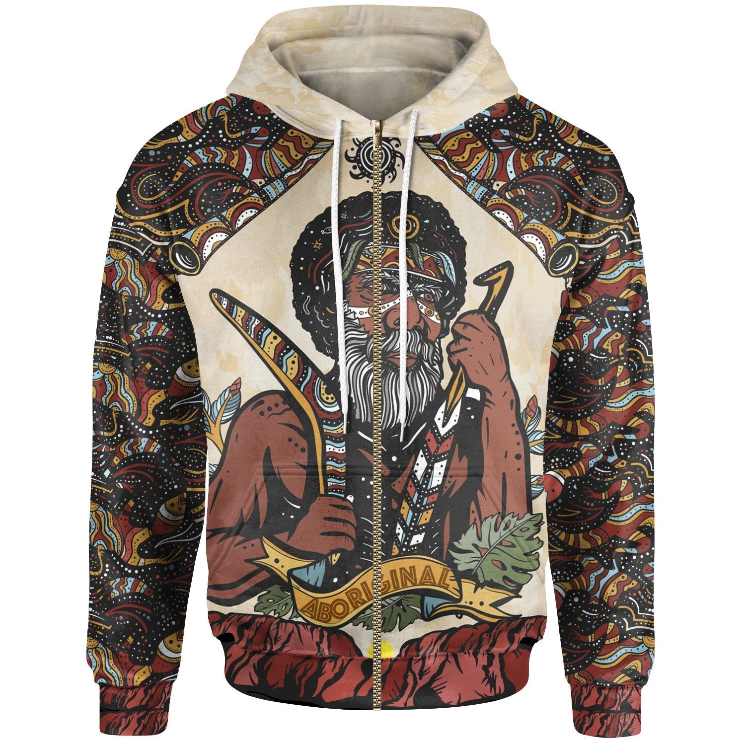 (Custom Text) Zip Hoodie - Aboriginal Men