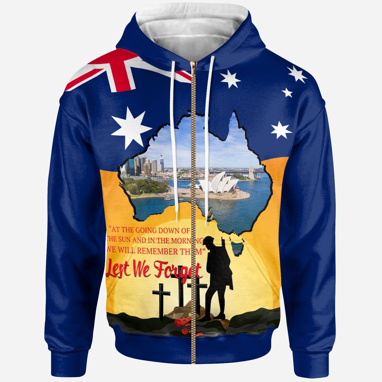 Anzac Day Zip Hoodie - Today's Peace Is Yesterday's Sacrifice