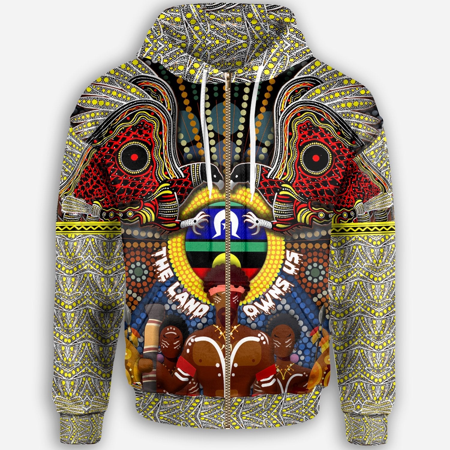 The Land Owns Us Aboriginal Zip Hoodie