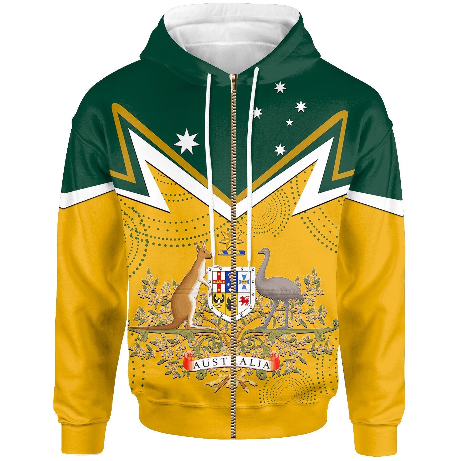 Zip Hoodie - Australian Coat Of Arms National Color