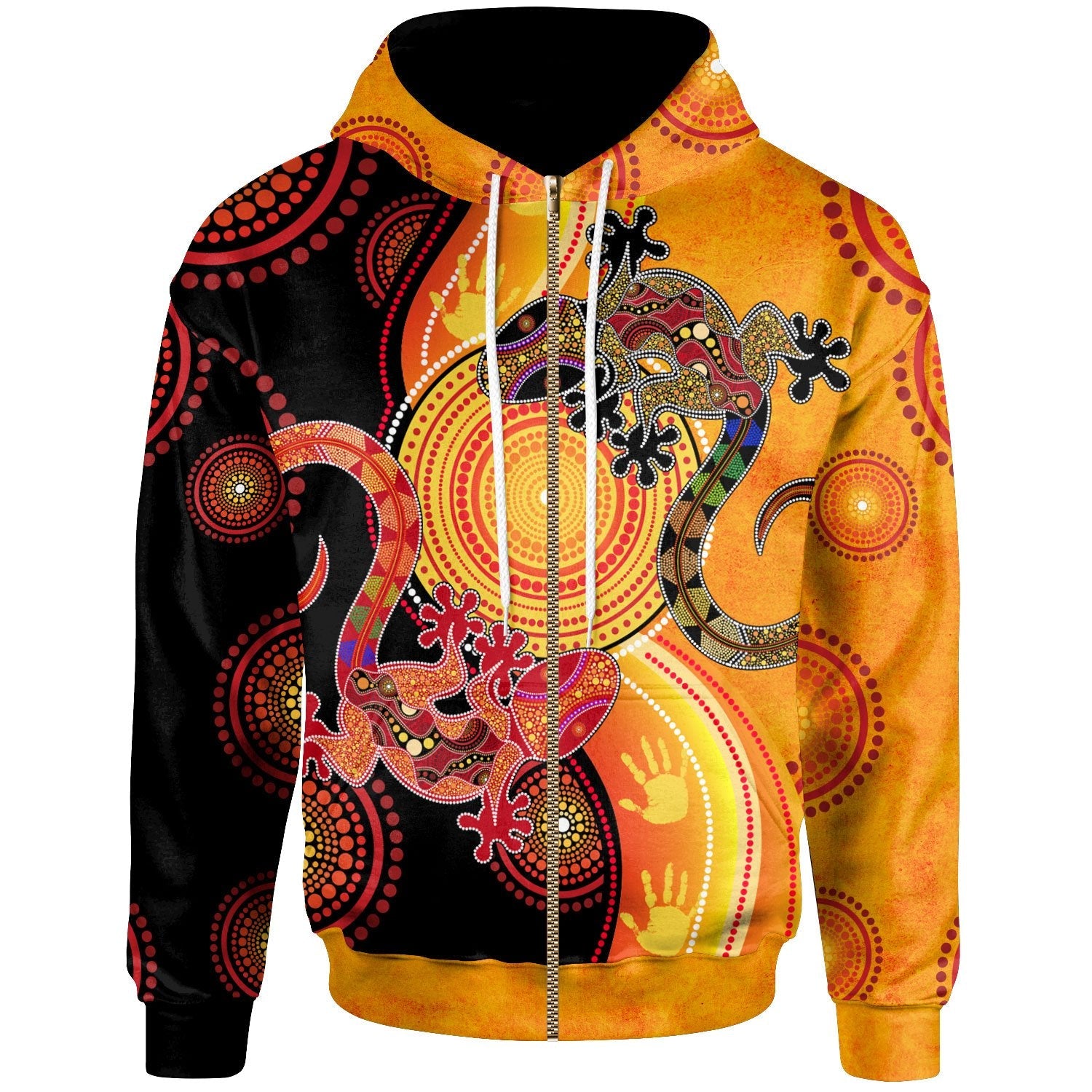 Aboriginal Zip Hoodie - CoUple Aboriginal Lizards