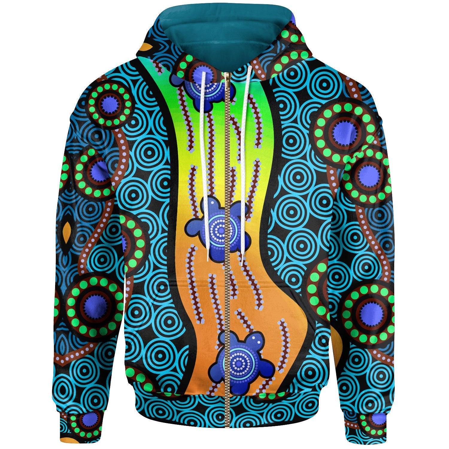 Zip Hoodie - Aboriginal Turtle