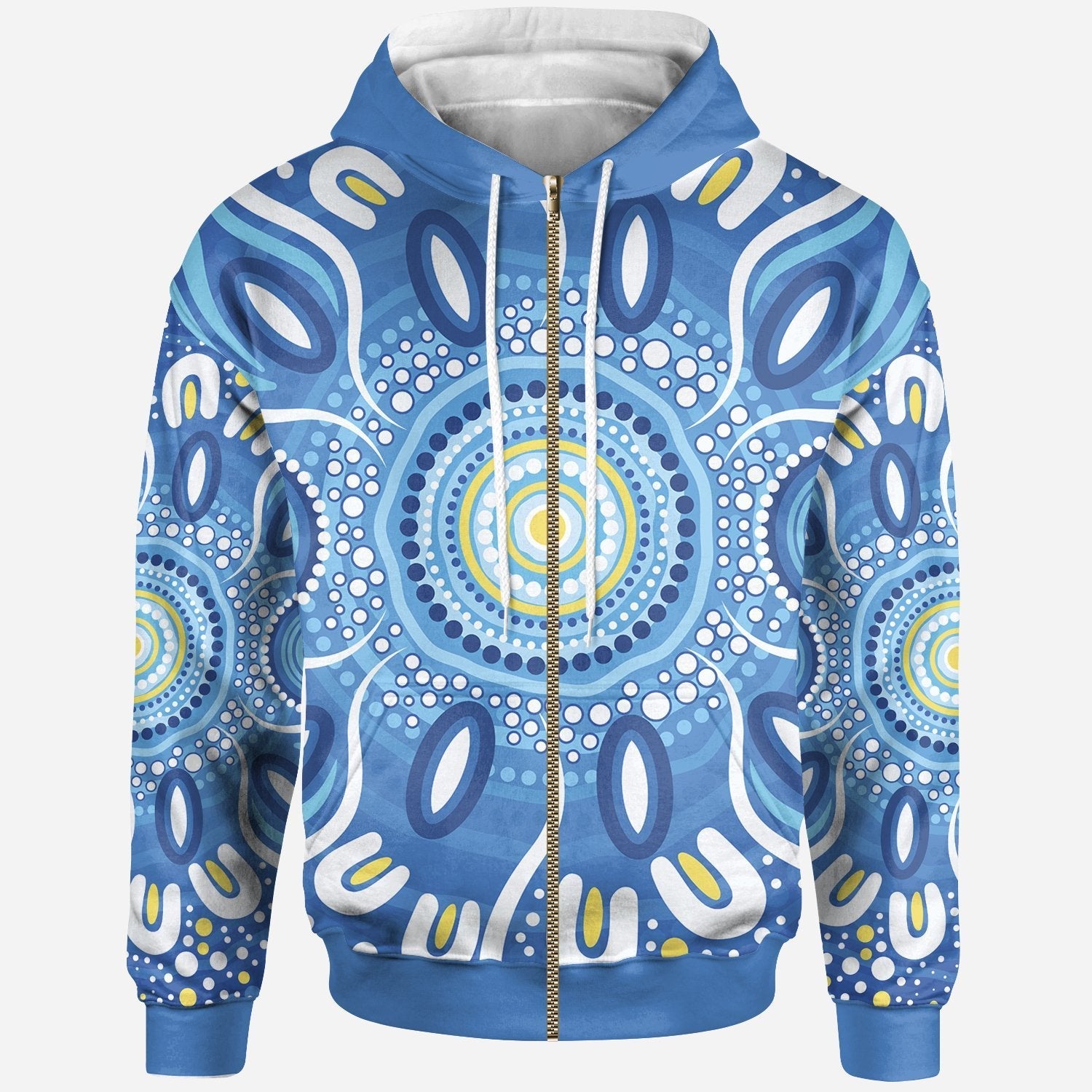 Aboriginal Zip Hoodie - Indigenous Dot Painting Patterns