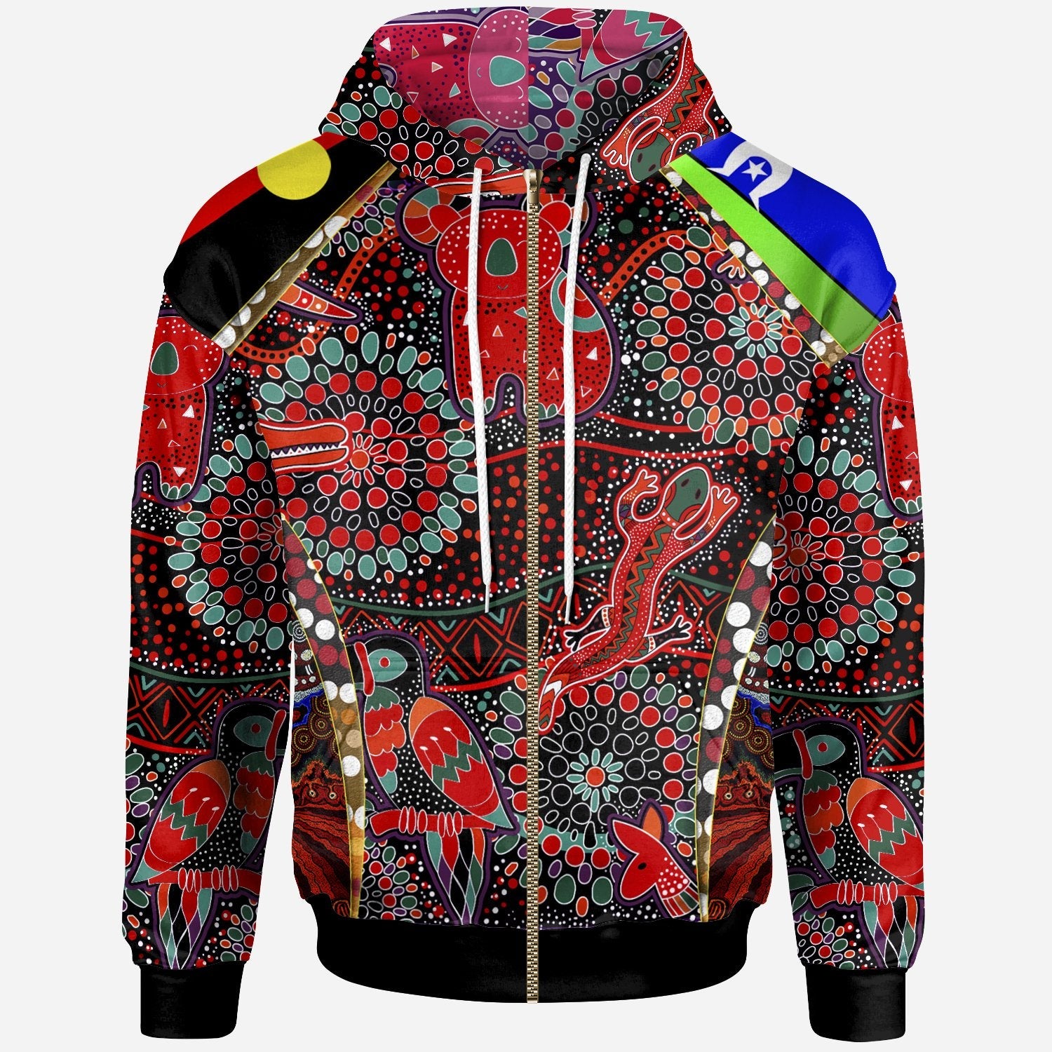 Aboriginal Zip Hoodie - Aboriginal Animal - Dot Pattern